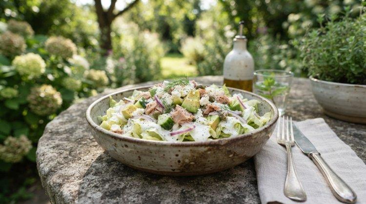 Салат с фетой, авокадо и тунцом