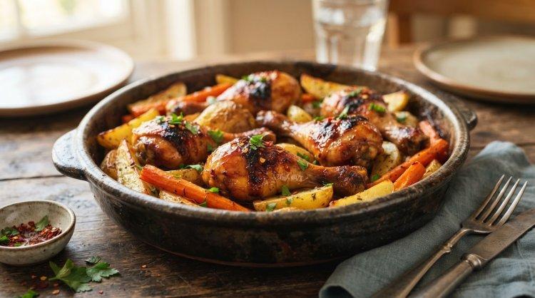 Куриные ножки с картошкой в медовой глазури