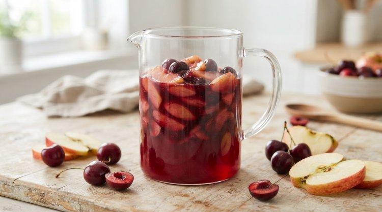 Вишневый компот с яблоками