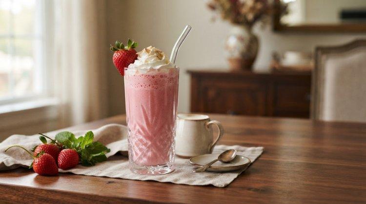 Клубничный смузи со сливками и миндальным молоком