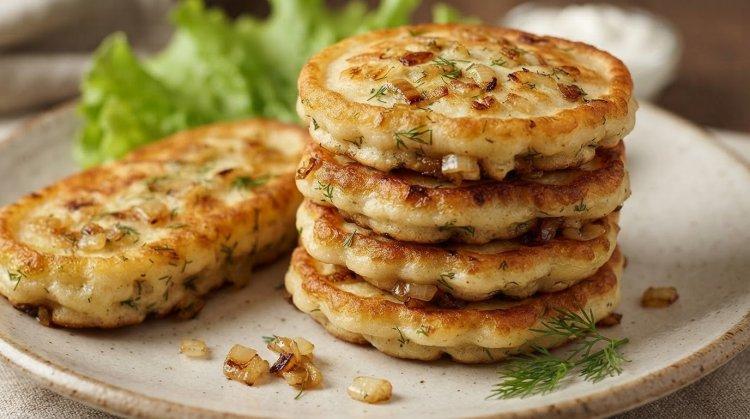 Оладьи на дрожжах с луком