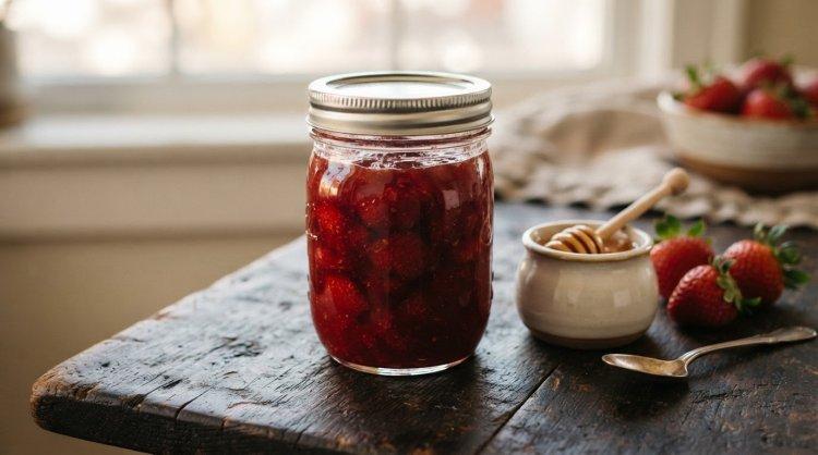 Клубника в собственном соку с сахаром и медом
