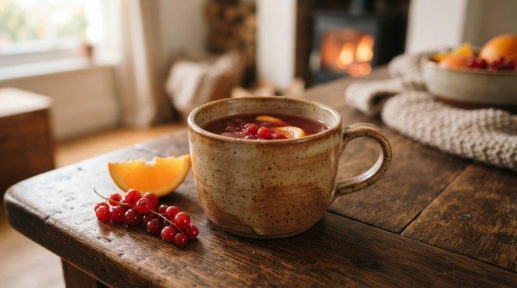 Компот из замороженной красной смородины с апельсином