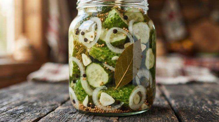 Огурцы по-фински с луком и чесноком
