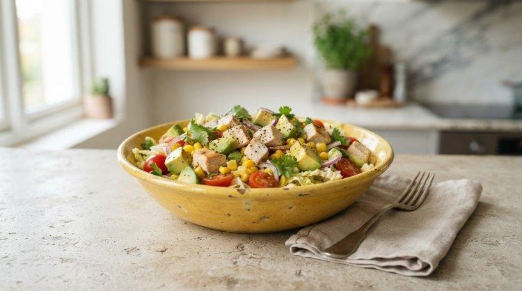 Салат с авокадо, курицей и кукурузой