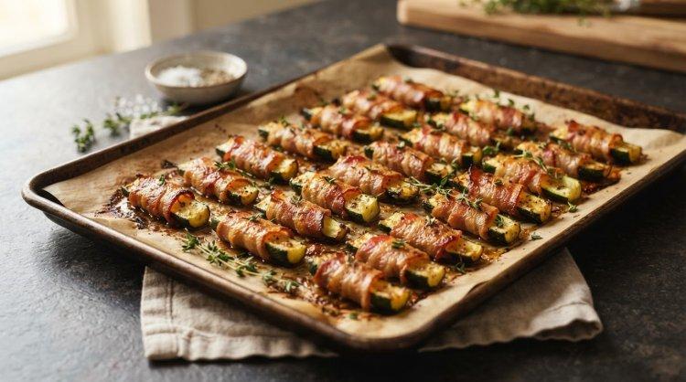 Запеченные кабачки в беконе