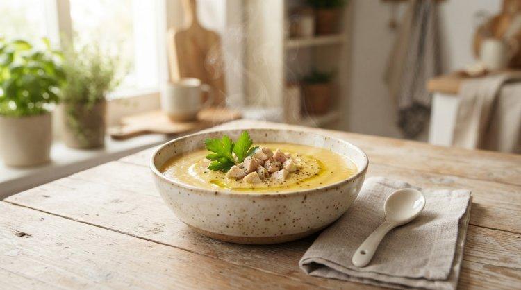 Гороховый суп-пюре на курином бульоне