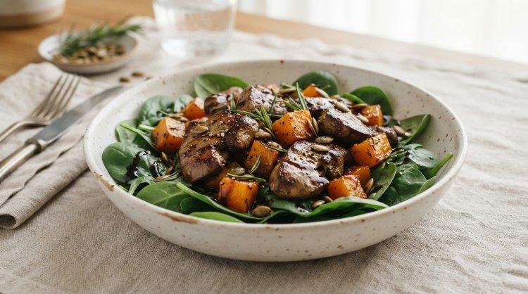 Салат из тыквы с куриной печенью