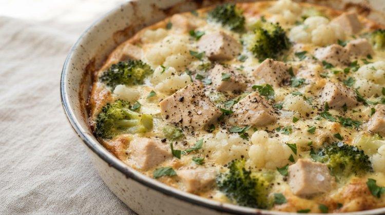 Куриная запеканка с брокколи и цветной капустой