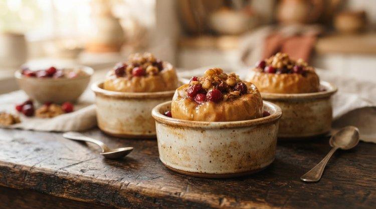 Запеченные яблоки с клюквой и грецкими орехами