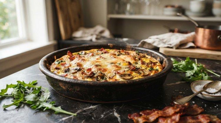 Фриттата с беконом и грибами