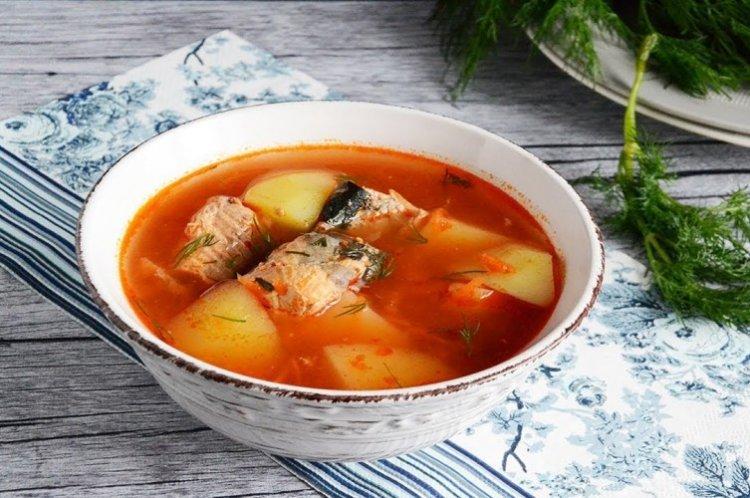 Суп с сардинами в томате - Рыбный суп из консервов рецепты