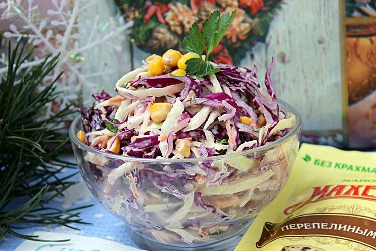 Салат из свежей капусты с кукурузой - рецепты