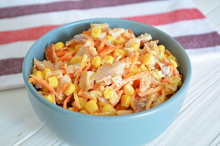 Салат с курицей и корейской морковью - рецепты