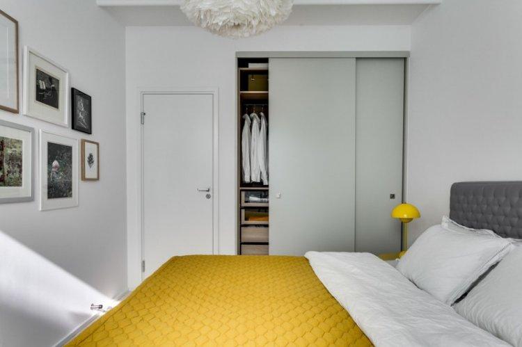 Дизайн спальни в современном стиле со шкафом купе