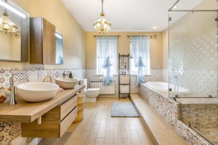 Шторы в стиле прованс в ванной комнате - дизайн фото