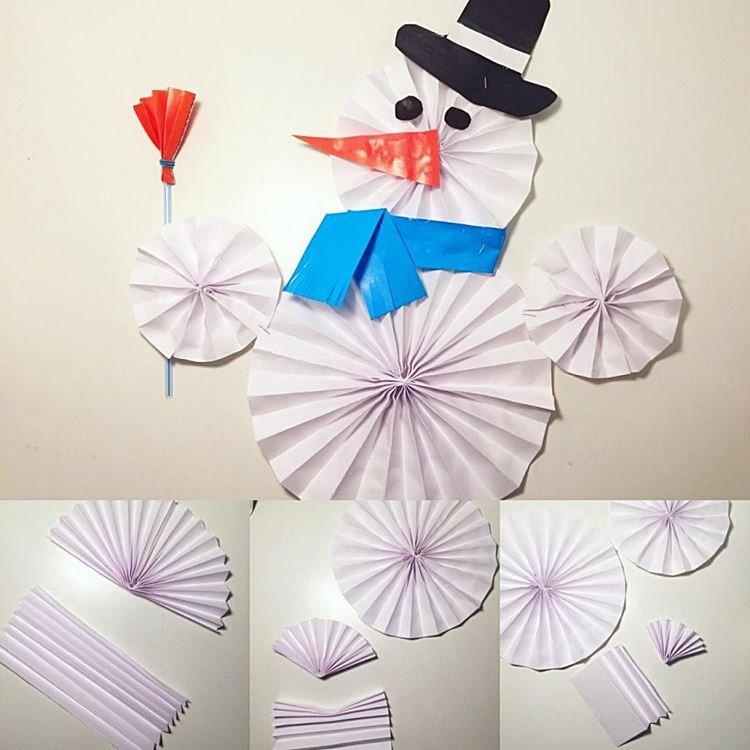 Снеговик из вееров - Снеговик из бумаги своими руками