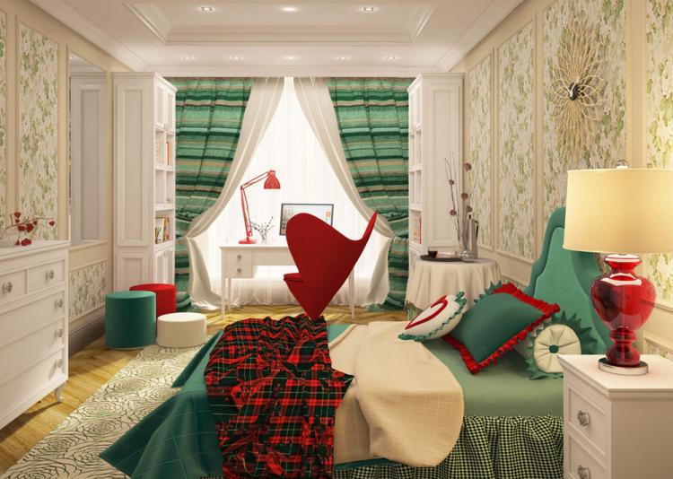 Дизайн спальни «Шотландская роза»