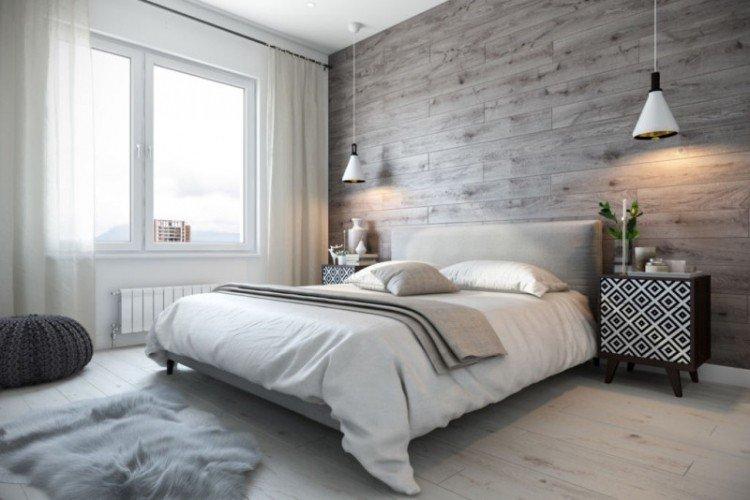 Бежевая спальня в скандинавском стиле - Дизайн интерьера