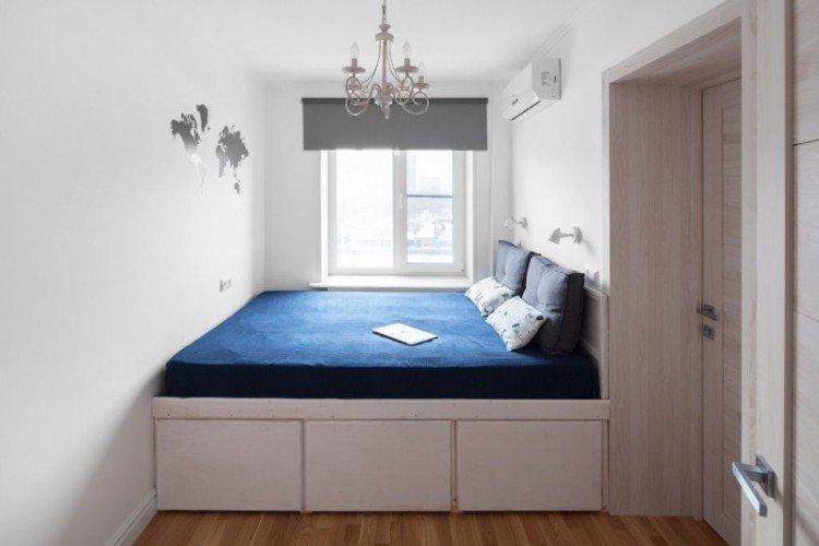Шторы - Дизайн спальни в скандинавском стиле
