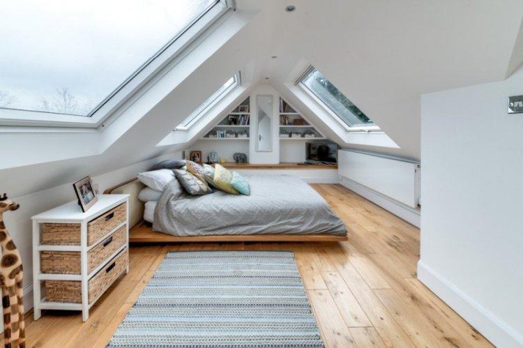 Спальня на мансарде в скандинавском стиле - дизайн интерьера фото
