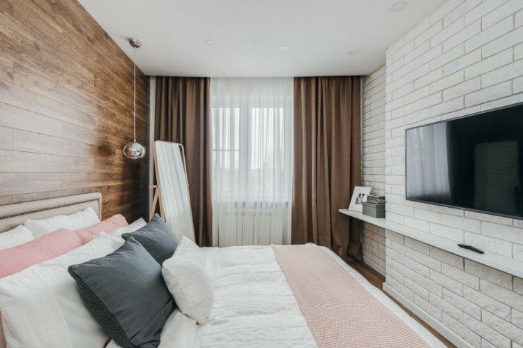 Коричневая спальня в современном стиле - Дизайн интерьера