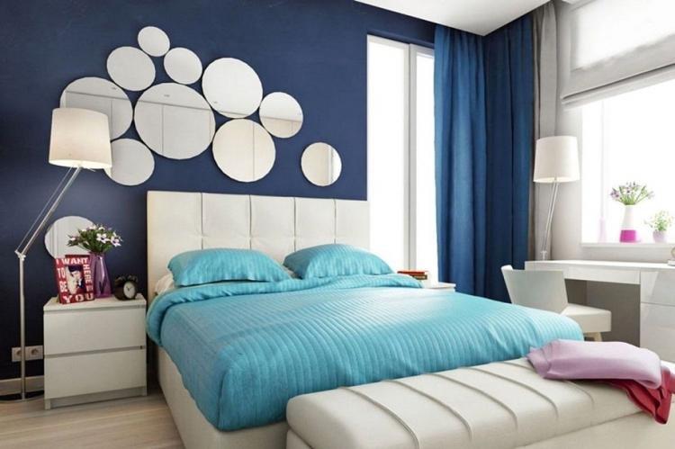 Синяя спальня в современном стиле - Дизайн интерьера