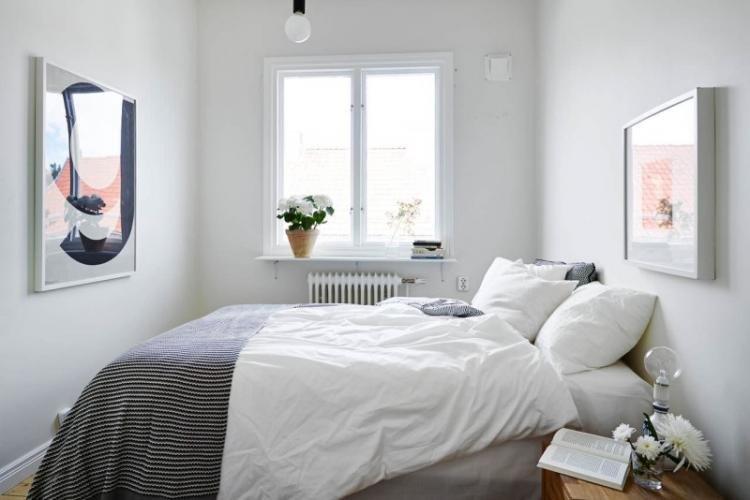 Светлая спальня в стиле минимализм - дизайн фото