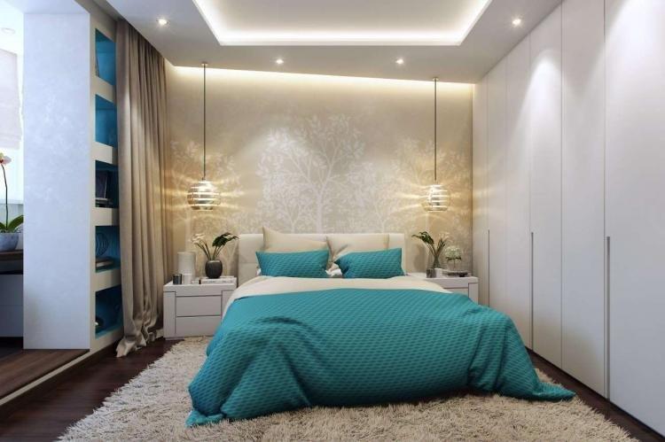 Дизайн спальни 12 кв.м. в стиле минимализм - фото