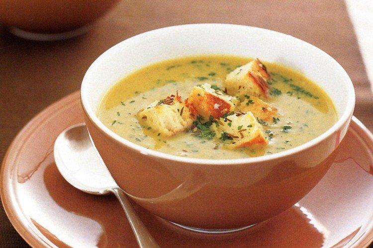 Сырный суп-пюре с гренками - рецепт супа из плавленных сырков