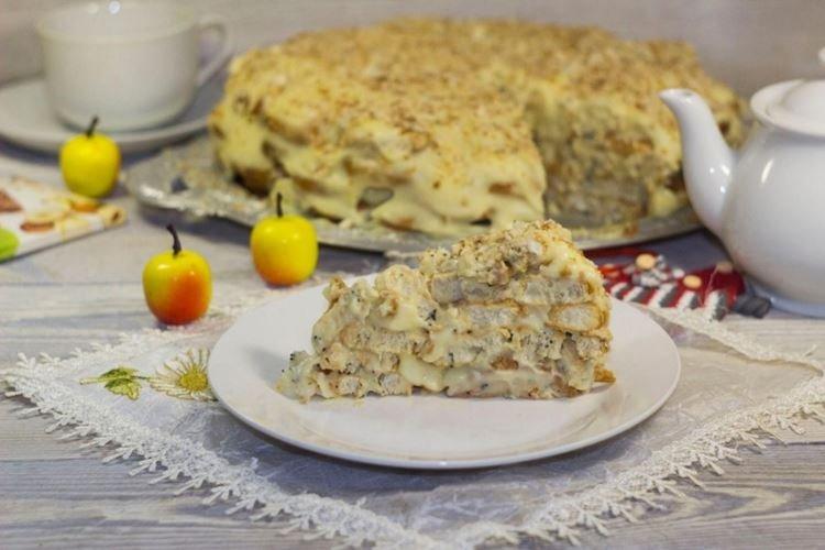 Торт Наполеон из печенья без выпечки - рецепты
