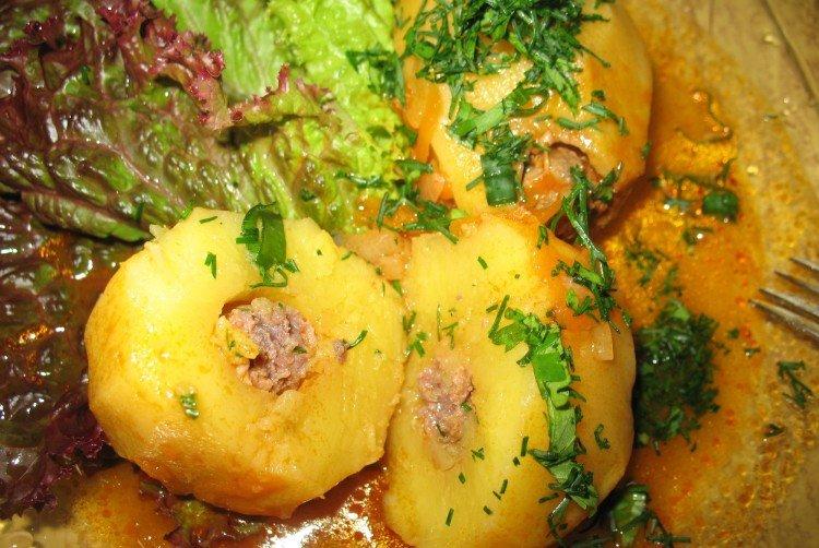 Тушеный картофель фаршированный мясом - рецепты пошагово
