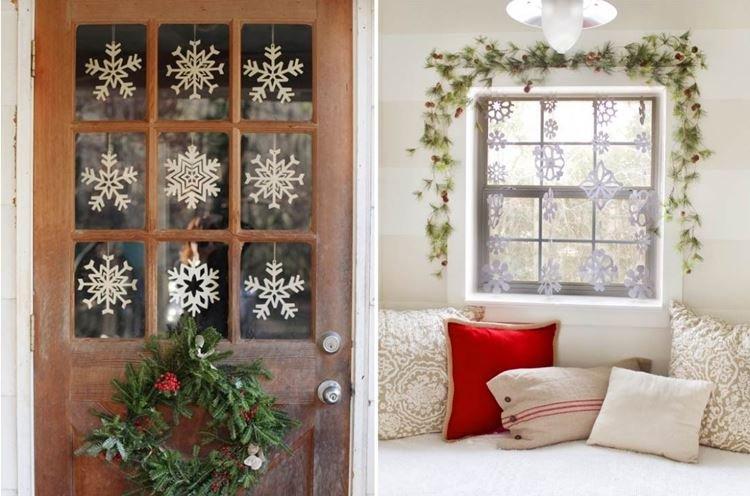 Новогодние гирлянды из снежинок - Украшения на окна к Новому году