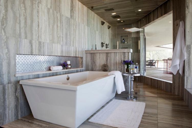 Серая ванная комната в современном стиле - Дизайн интерьера