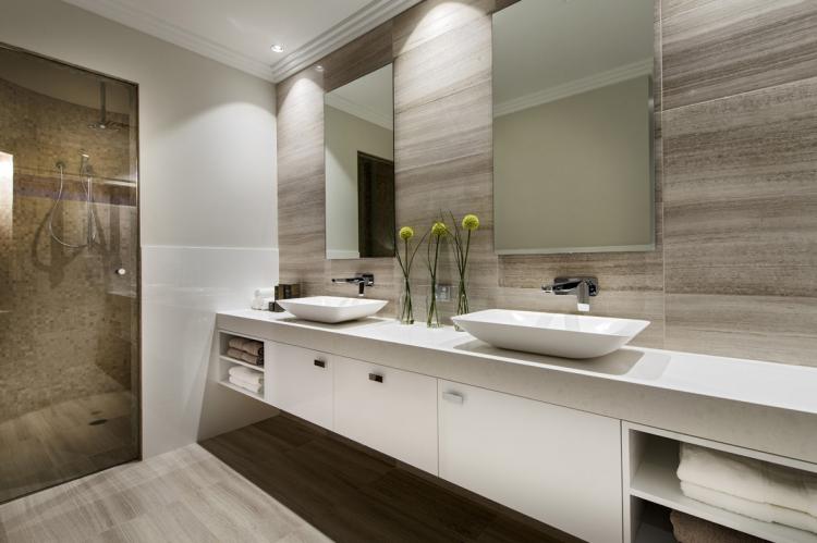 Бежевая ванная комната в современном стиле - Дизайн интерьера