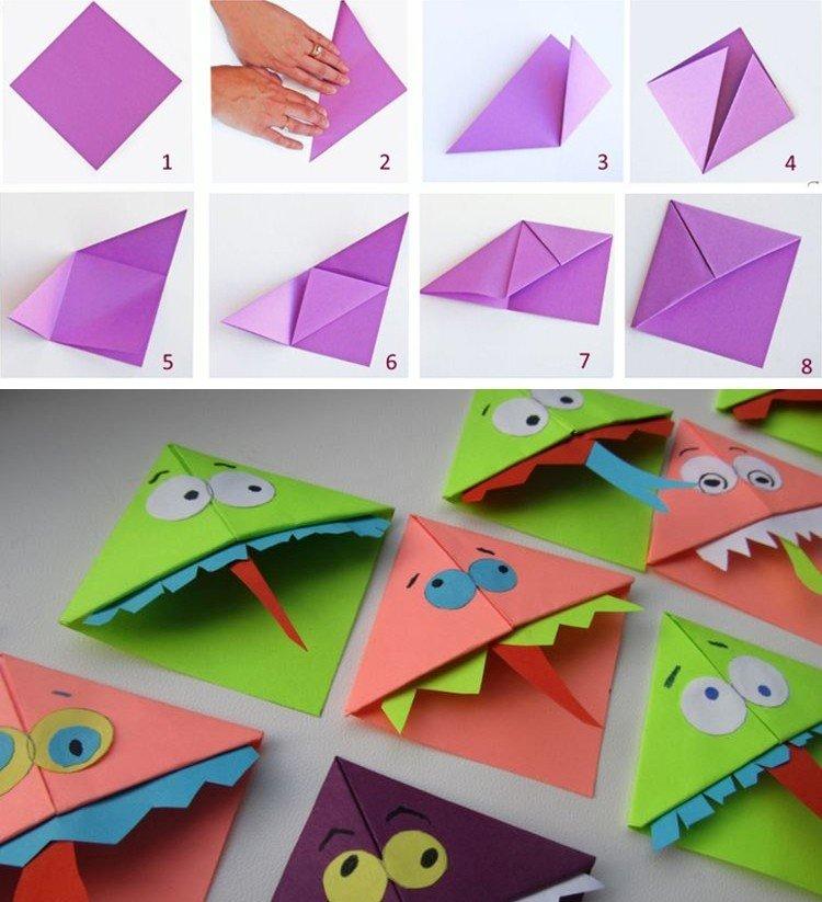 Оригами закладка для книг «Монстрик» - Закладки из бумаги своими руками для книг