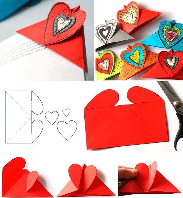 Закладки-уголки в виде сердечка - Закладки из бумаги своими руками для книг