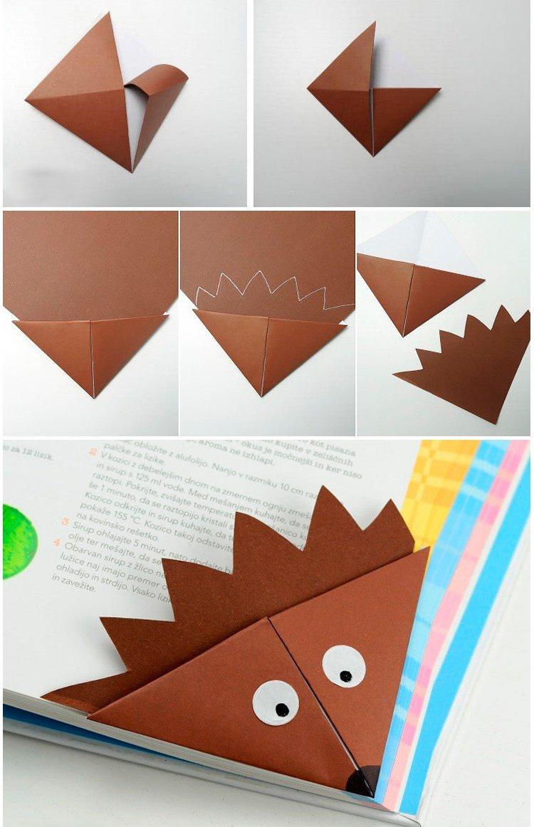 Закладка из бумаги «Ежик» - Закладки из бумаги своими руками для книг