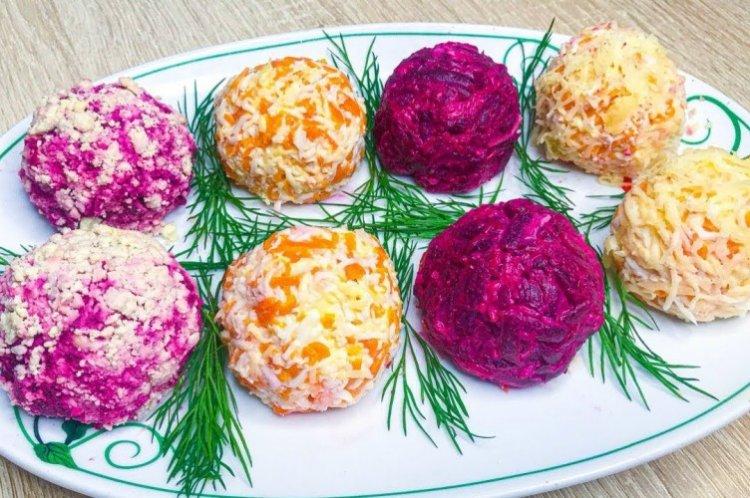 Закуска Разноцветные шары на праздничный стол - рецепты