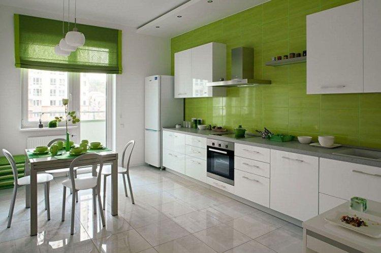 Зеленый цвет в интерьере кухни - дизайн фото