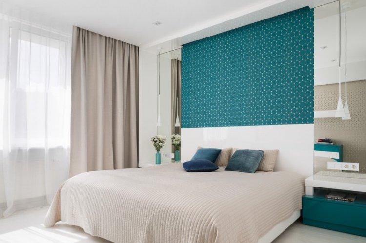 Зеленый цвет в интерьере спальни - дизайн фото