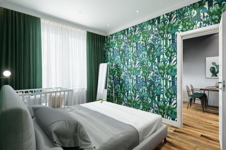 Интерьер комнаты в зеленом цвете