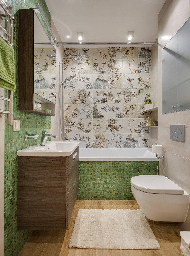 Сочетание цветов с зеленым в интерьере ванной