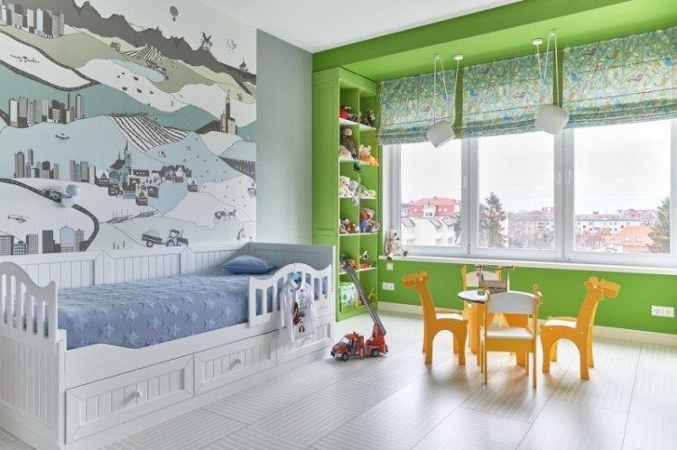Зеленый цвет в интерьере детской комнаты - дизайн фото