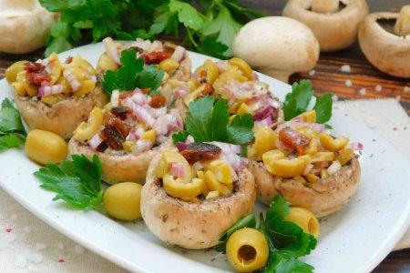 Фаршированные шампиньоны с курицей и грибами рецепт с фото в духовке