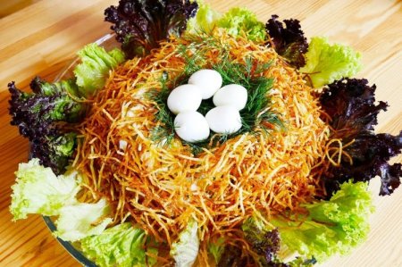 Рецепт салата гнездо глухаря классический с фото пошагово в домашних условиях простой и вкусный