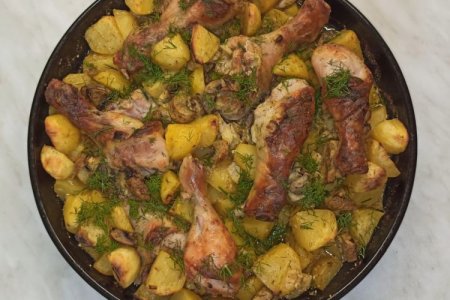 Рецепт с курицей и грибами и картошкой рецепт с фото в духовке