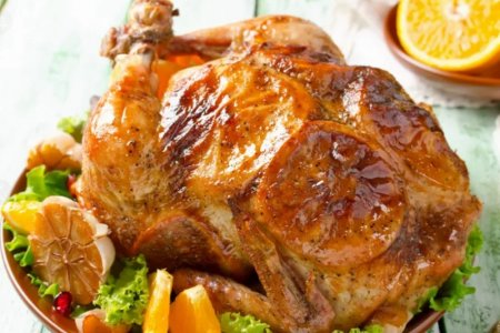 Фаршированная курица с апельсинами