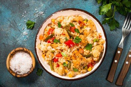 Рис с курицей и овощами в аэрогриле – рецепт пошагово