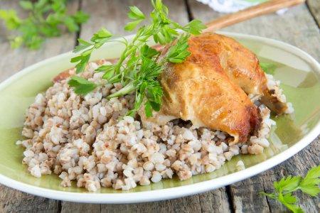 Куриные ножки с гречкой в рукаве в духовке – рецепт пошагово